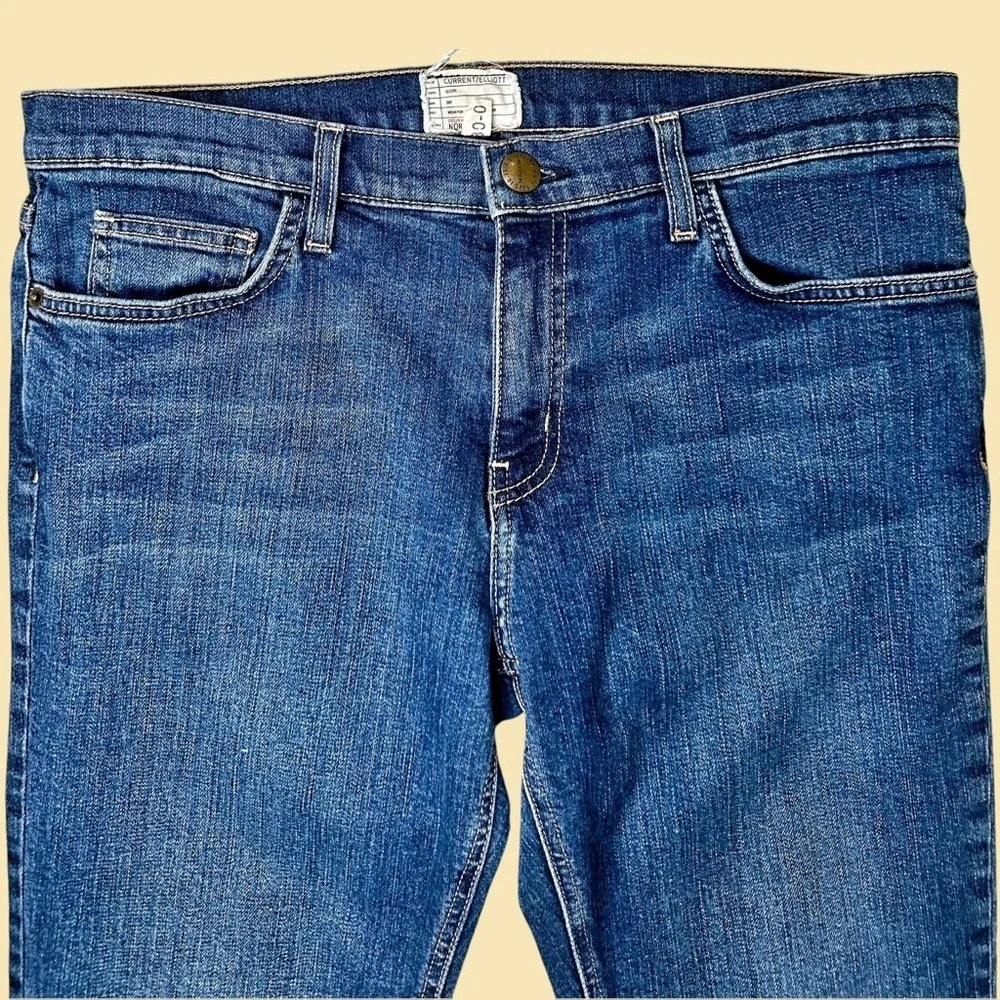 Current/Elliott ‘Propeller’ Relaxed Straight Fit Cropped Released Hem Jeans 30